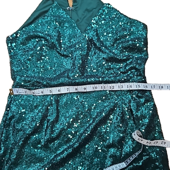 Lulus Green Sequin Faux Wrap Cocktail Mini Dress XL - Picture 13 of 14